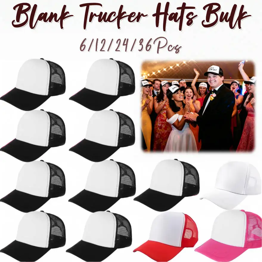 Trucker Cap Mesh - 6-36 قطعة من قبعات التراكر الفارغة