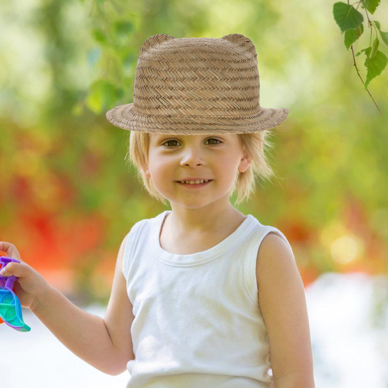 Sun Hat Wide Brim - قبعة شمسية للأطفال من القش بحافة