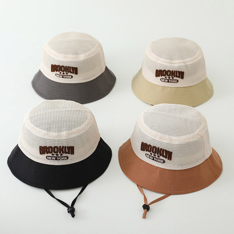 Bucket Hat Cotton - قبعة شمسية للأطفال مطرزة بالحروف، قبعة