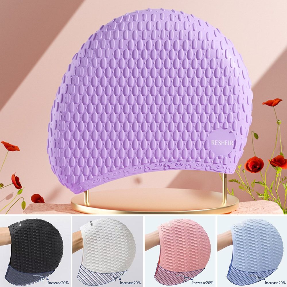 Swim Hat Silicone - قبعة سباحة صيفية مرنة مقاومة للماء،