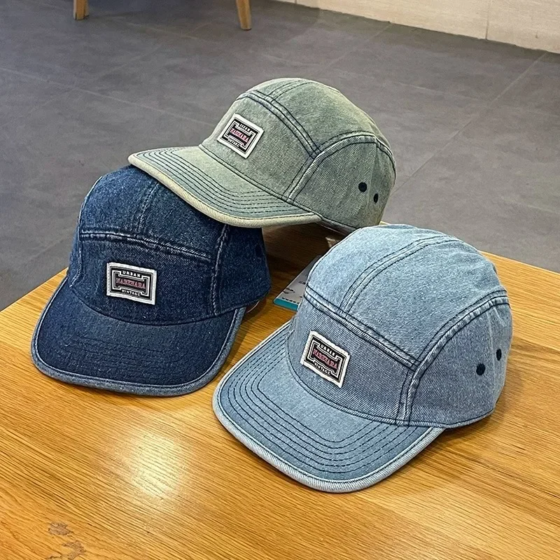 Corduroy Cap 5 Panel - خمر شقة حافة الدنيم قبعات البيسبول
