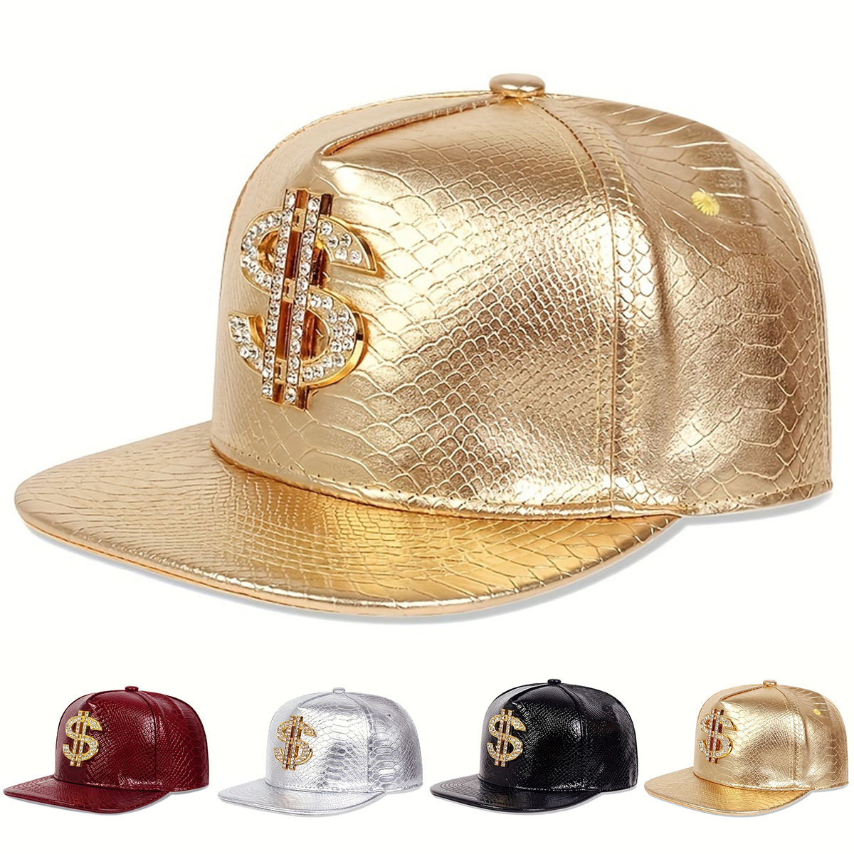 Snapback Hat Flat - قبعة بيسبول جلدية بتصميم علامة الدولار