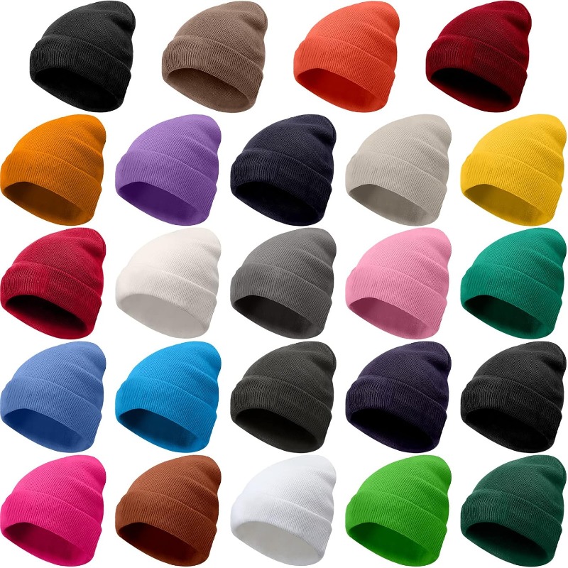 Beanie Cuffed Knit - 1 قطعة قبعة شتوية دافئة سميكة