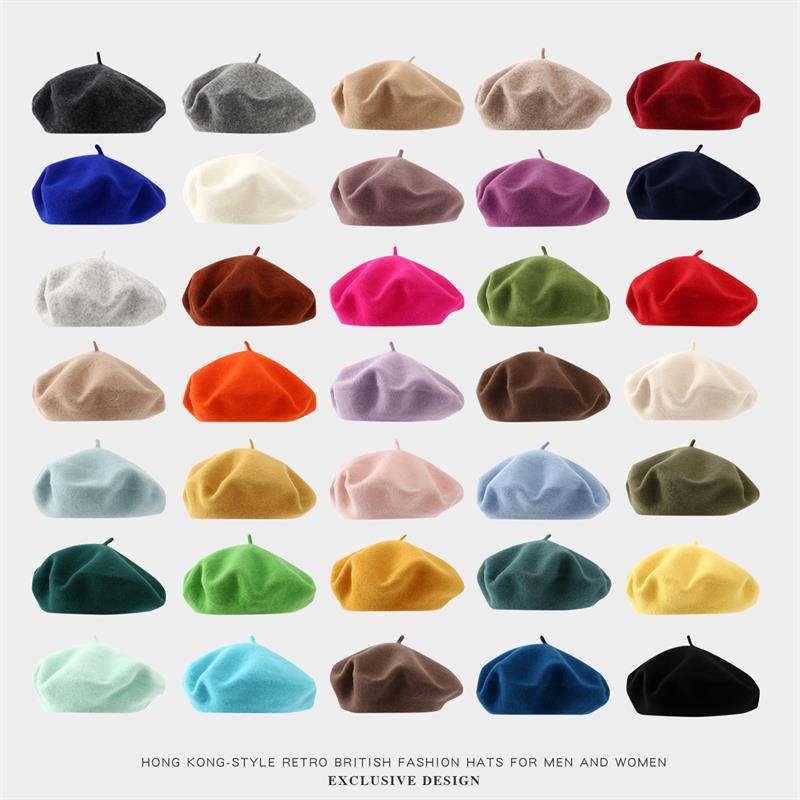 Beret French Wool - قبعة بيريه كبيرة الحجم للنساء، قبعات