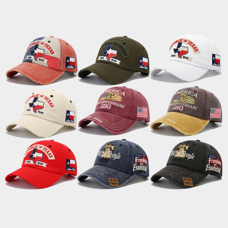 Dad Hat Cotton - قبعة بيسبول مغسولة بتصميم علم ولاية
