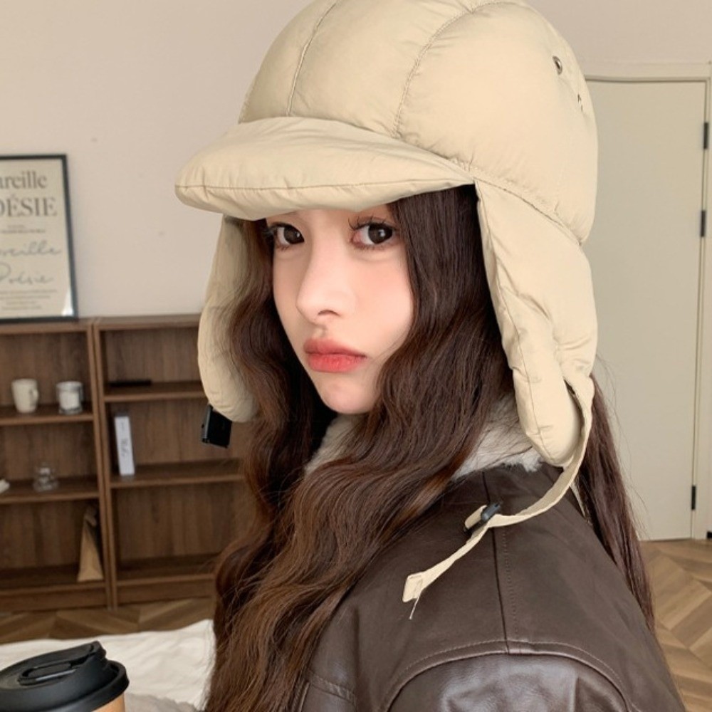 Winter Trapper Hat - الصلبة اللون مبطن Bomber القبعات الأذن