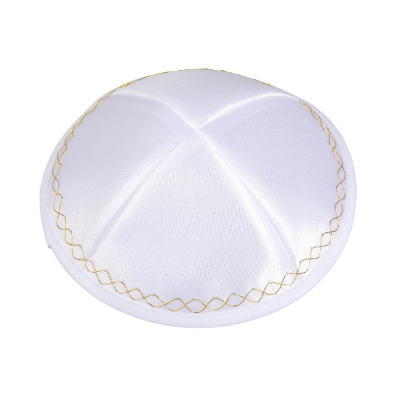 Skull Cap Helmet Liner - قبعة كيباه يهودية بيضاء من الساتان