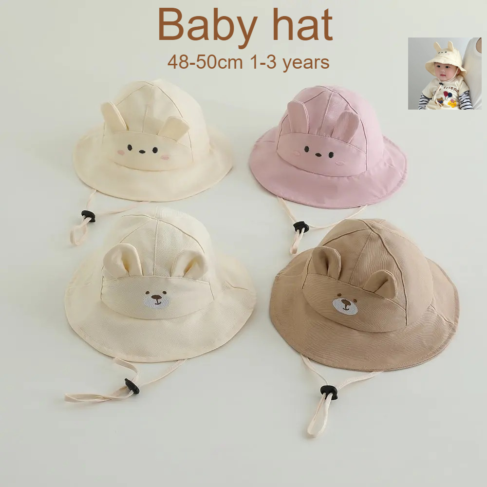 Bucket Hat Cotton - قبعة شمسية للأطفال البنات مقاس 48-50