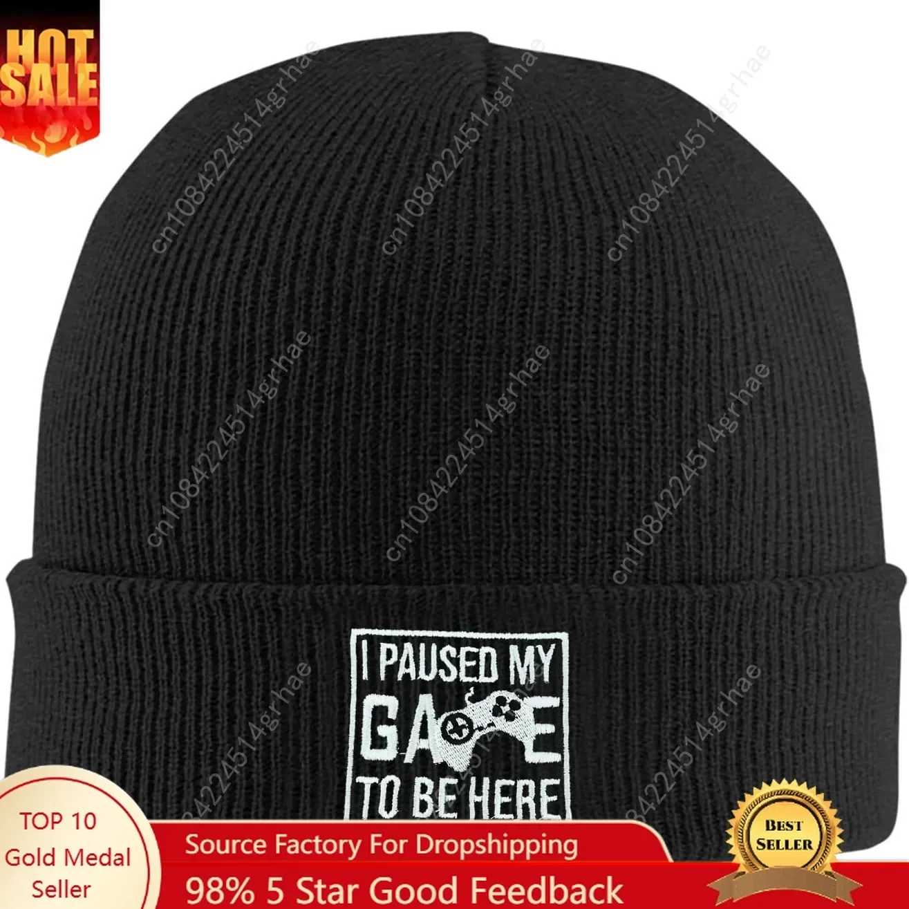 Beanie Cuffed Knit - قبعة بيني مطرزة على شكل سمكة،