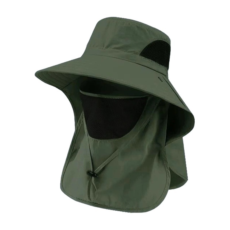 Sun Hat Wide Brim - قبعة صيد من البوليستر مع غطاء