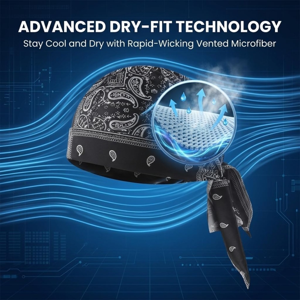 1-5 قطع قبعة تبريد للرأس، بطان - مراجعة Skull Cap Helmet Liner وسعره