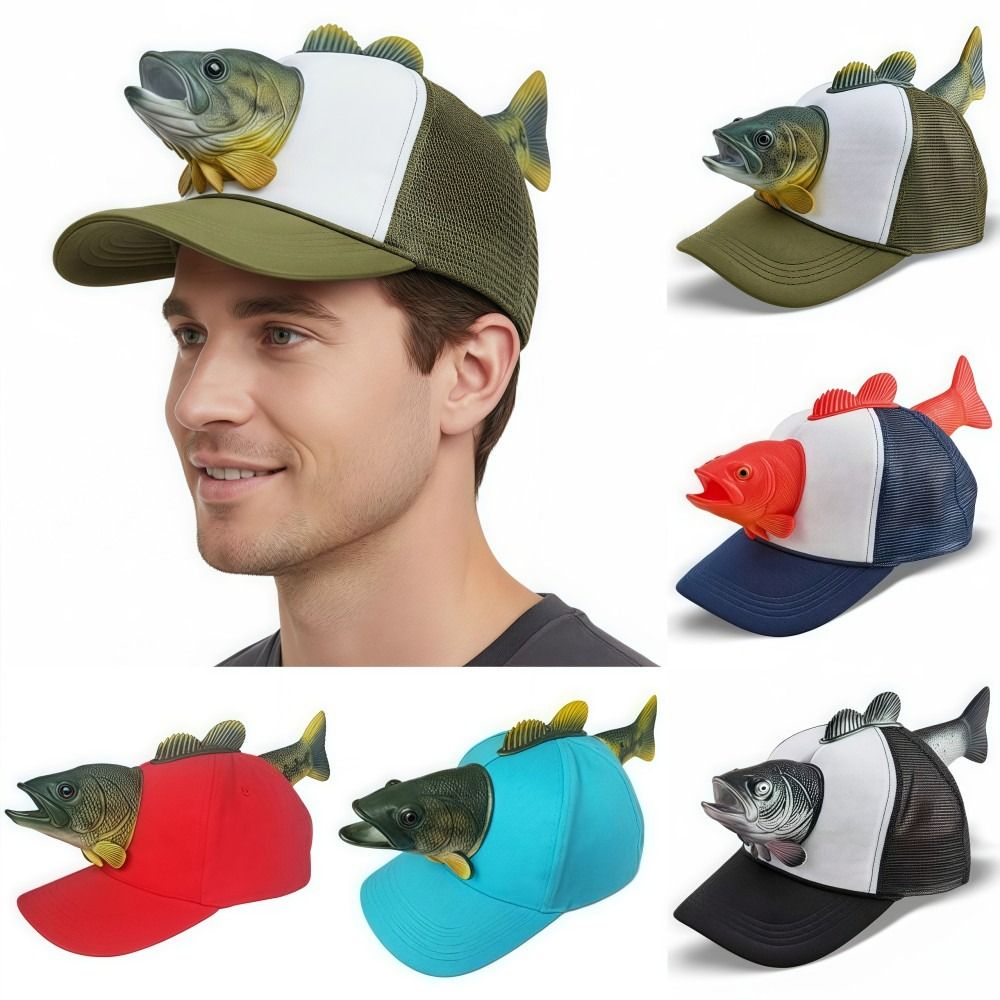 قبعة بيسبول مضحكة بتصميم سمكة  - مراجعة Trucker Cap Mesh وسعره