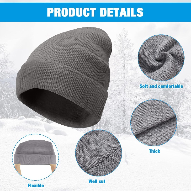1 قطعة قبعة شتوية دافئة سميكة  - مراجعة Beanie Cuffed Knit وسعره