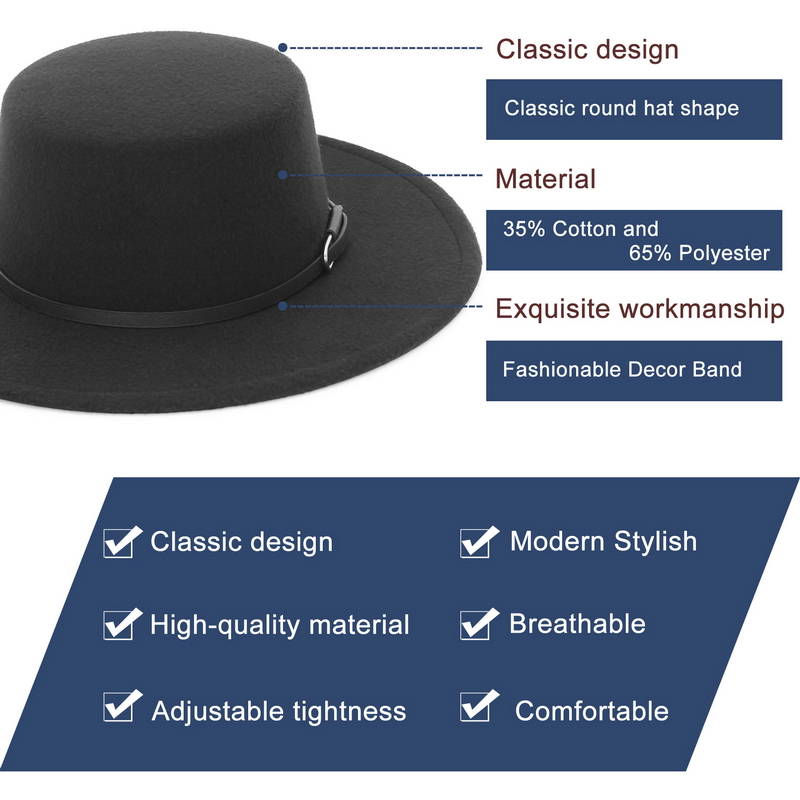 قبعة فيدورا أنيقة بحافة واسعة  - مراجعة Fedora Hat Wool وسعره