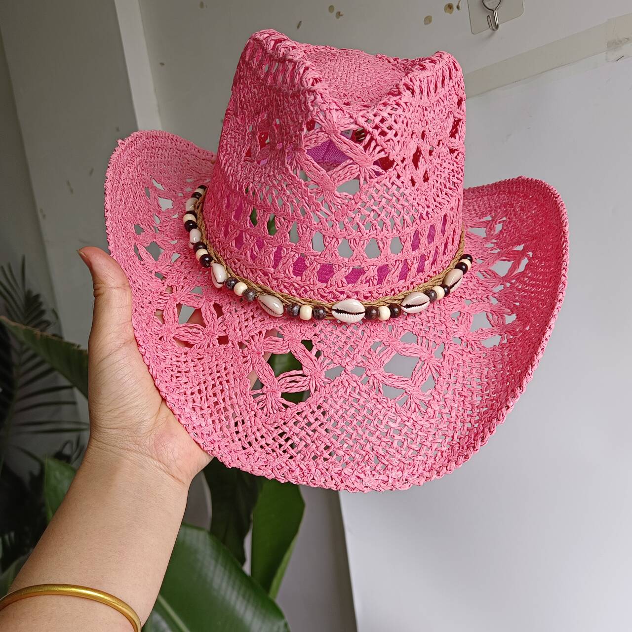 قبعة كاوبوي وردية من القش، قبع - مراجعة Cowboy Hat Straw وسعره